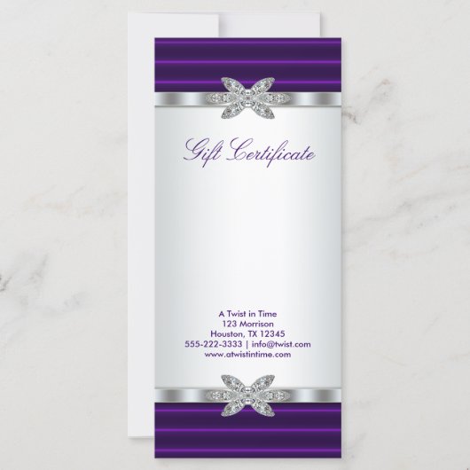 Geschenkkarte für lila Geschenkgutscheine (Vorderseite)