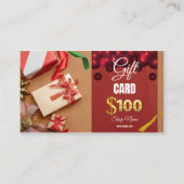 Geschenkkarte für Unternehmen $100 Visitenkarte (Vorderseite)