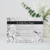 Geschenkkarte für Wirbel und Fluers Salon (Stehend Vorderseite)