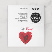 Geschenkkarte Herzförmige Rote Rose Valentine Platzkarte (Außenseite Aufgefaltet)