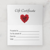 Geschenkkarte Herzförmige Rote Rose Valentine Platzkarte (Innenseite Aufgefaltet)