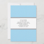 Geschenkkarte Kinderdusche Einladung, Baby Blue, G Einladung (Rückseite)