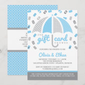 Geschenkkarte Kinderdusche Einladung, Baby Blue, G Einladung (Vorne/Hinten)