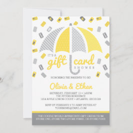 Geschenkkarte Kinderdusche Einladung, gelb und gra Einladung