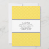 Geschenkkarte Kinderdusche Einladung, gelb und gra Einladung (Rückseite)