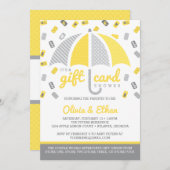 Geschenkkarte Kinderdusche Einladung, gelb und gra Einladung (Vorne/Hinten)