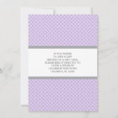 Geschenkkarte Kinderdusche Einladung, Lila, grau Einladung (Rückseite)