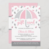 Geschenkkarte Kinderdusche Einladung, rosa, grau Einladung (Vorne/Hinten)