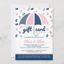 Geschenkkarte Kinderdusche, Marine, Rosa Einladung