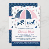 Geschenkkarte Kinderdusche, Marine, Rosa Einladung (Vorne/Hinten)