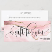 Geschenkkarte mit dem modernen Blush Pink Agate (Vorne/Hinten)