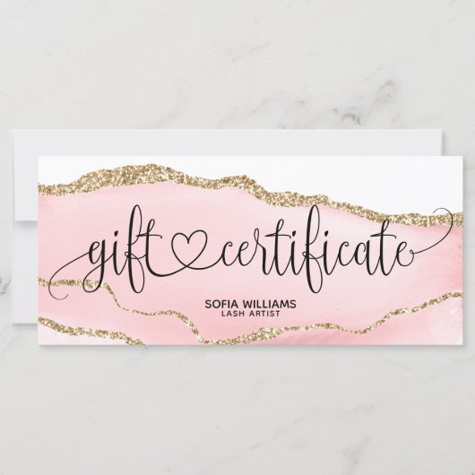 Geschenkkarte mit dem modernen Blush Pink Agate (Vorderseite)