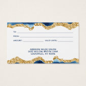 Geschenkkarte Navy Blue und Gold (Rückseite)