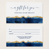 Geschenkkarte Navy Blue und Gold (Vorne & Hinten)