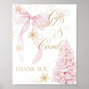 Geschenkkarte Pink Bow Cold Outside Babydusche Poster