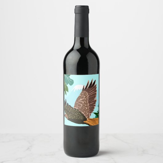 Geschenkkarte 'Schwebender Habicht' Weinetikett (Vorderseite)