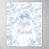 Geschenkkarte Sig Blue Toile Safari TierBaby Dusch Poster (Vorne)