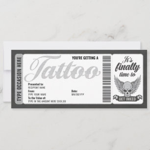 Geschenkkarte Skull Tattoo Voucher Ticket Einladung