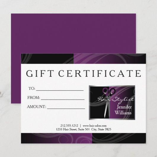 Geschenkkarten für den Friseursalon (Vorne/Hinten)