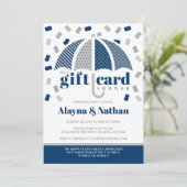 Geschenkkartendusche Einladung in Blau und Grau (Stehend Vorderseite)