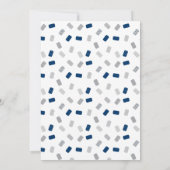 Geschenkkartendusche Einladung in Blau und Grau (Rückseite)