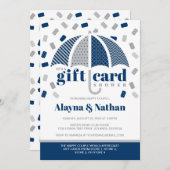 Geschenkkartendusche Einladung in Blau und Grau (Vorne/Hinten)