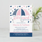 Geschenkkartendusche Einladung in Blau und Rosa (Stehend Vorderseite)