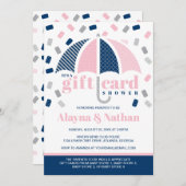 Geschenkkartendusche Einladung in Blau und Rosa (Vorne/Hinten)