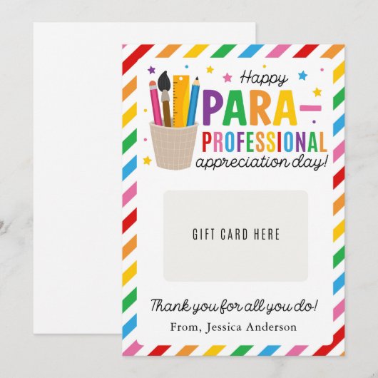 Geschenkkartenhalter für den Paraprofessional Appr Einladung (Vorne/Hinten)