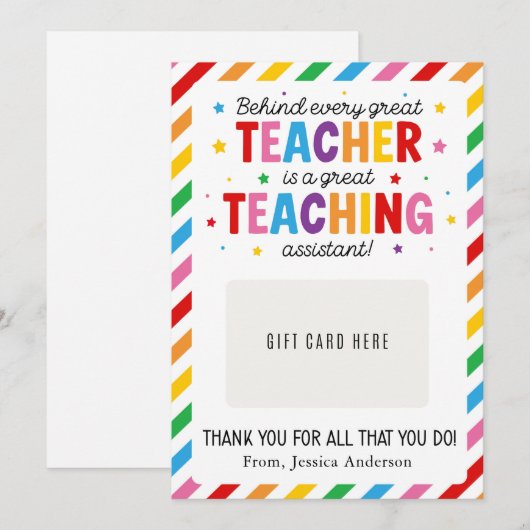 Geschenkkartenhalter für den Paraprofessional Appr Einladung (Vorne/Hinten)