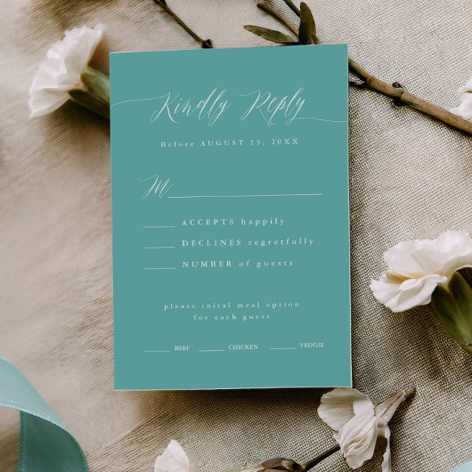 Geschenkkbox Blau RSVP Kalligrafie Menüauswahl Kar Karte