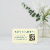 Geschenkliste QR-Code Buttergelb & Blau Begleitkarte (Stehend Vorderseite)