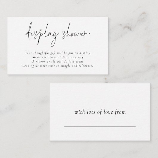 Geschenkmarke auf der Rückseite Bridal-Dusche anze Begleitkarte (Vorne/Hinten)