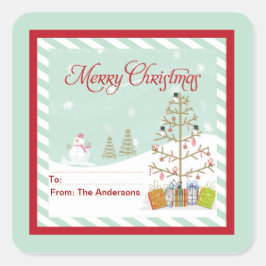 Geschenkmarke Frohe Weihnachtskleber Quadratischer Aufkleber