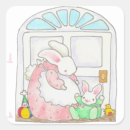 Geschenkmarke für Mama und Baby Bunny Sticker (Vorderseite)