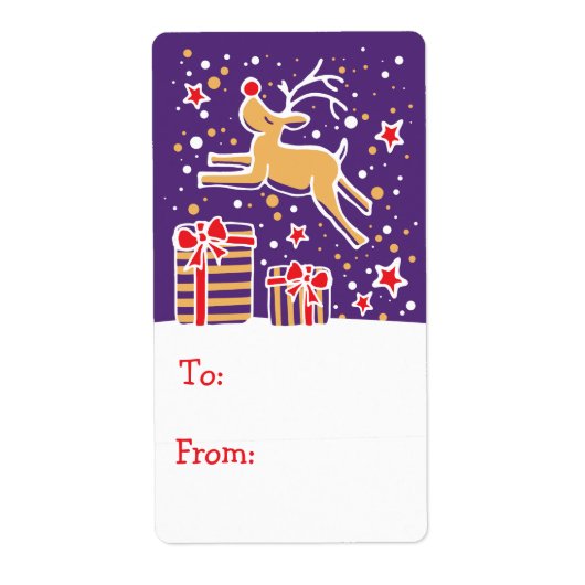 Geschenkmarke für Rentiere aquamarin (von und nach (Vorne)