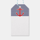 Geschenkmarke "Red Anchor Nautical Blue & White St Geschenkanhänger (Rückseite)