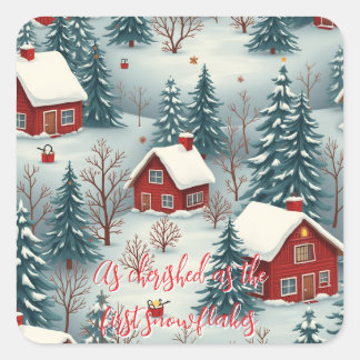 Geschenkmarke ( Winter Wonderland ) Quadratischer Aufkleber