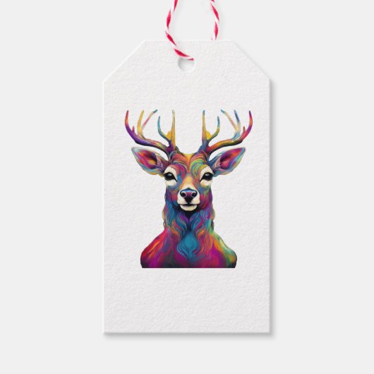 Geschenkmarken - Das farbenfrohe Hirsch Geschenkanhänger (Vorderseite)