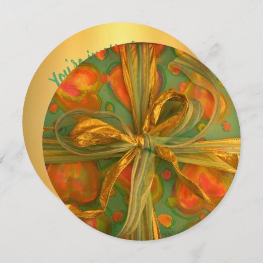 Geschenkpackung in grün und grün mit Bogen Einladung (Vorne/Hinten)