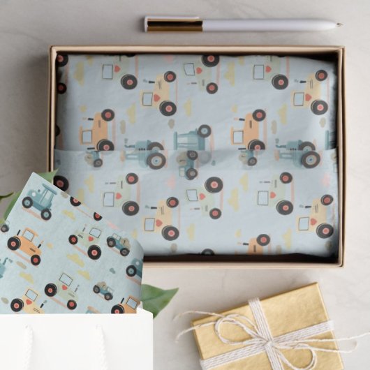 Geschenkpackung kleine Traktormuster Baby Kleinkin Seidenpapier