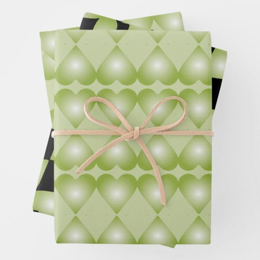 Geschenkpackung mit grünem Herz Geschenkpapier Set (Beispiel)