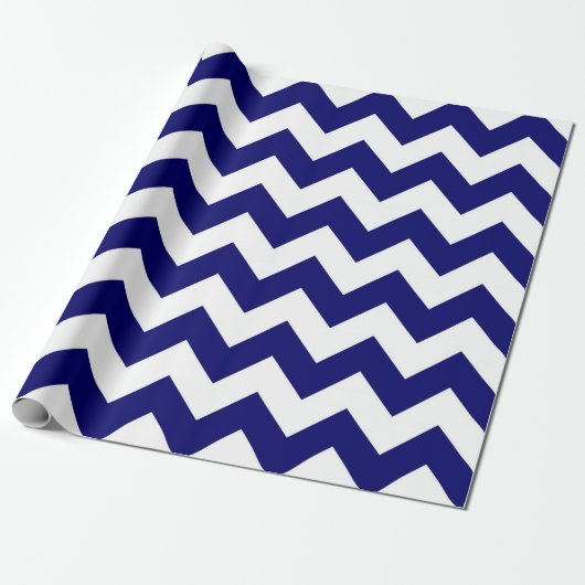 Geschenkpackung Navy und White Zigzag Geschenkpapier (Ungerollt)
