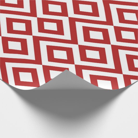 Geschenkpackung Rot und Weiß Meander Geschenkpapier (Ecke)