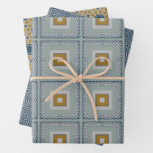 Geschenkpackung Set von drei blaugelben Salbei Geschenkpapier Set (Beispiel)