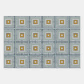 Geschenkpackung Set von drei blaugelben Salbei Geschenkpapier Set (Vorderseite)