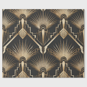 Geschenkpapier Art Déco Gold und Schwarz - Geometr