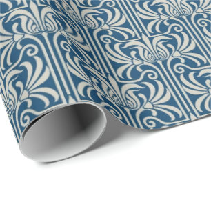 Geschenkpapier - Art Nouveau Blau Vintage