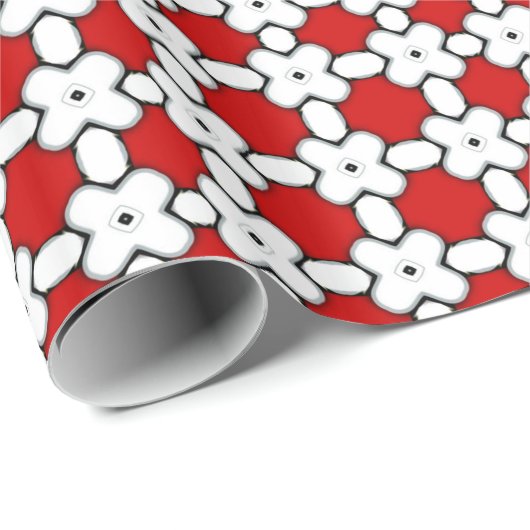 Geschenkpapier aus Red White Floral Pattern (Rolleneckpunkt)