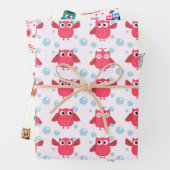 Geschenkpapier aus rosa und gelber Eule (Beispiel)